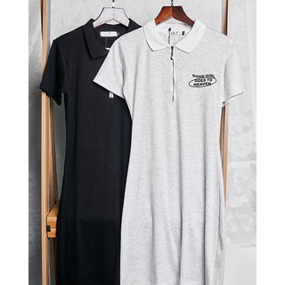 Set Đôi Heaven Sent Áo Và Váy Polo Basic Màu Trắng Tiêu Đen