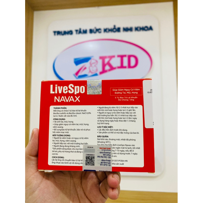 Xịt tai/mũi/họng lợi khuẩn Livespo Navax đỏ - phòng và giảm nghẹt mũi, xoang, sổ mũi