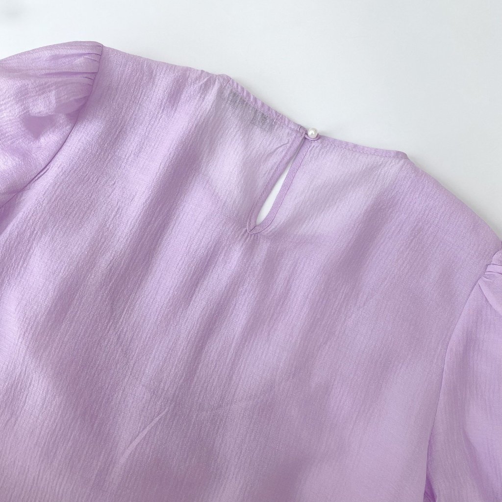 Áo Bigsize Nữ Mập Fashion Áo Kiểu Bigsize Áo Tơ Xốp Tím Xếp Ly Ngực Thiết Kế Thanh Lịch Đi Làm Đi Chơi Đều Xinh AO0068