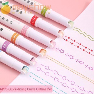 Set 6 Bút Đánh Dấu Bắt Sáng Đầu Lăn Nhiều Màu Sắc 6 Cây/hộp