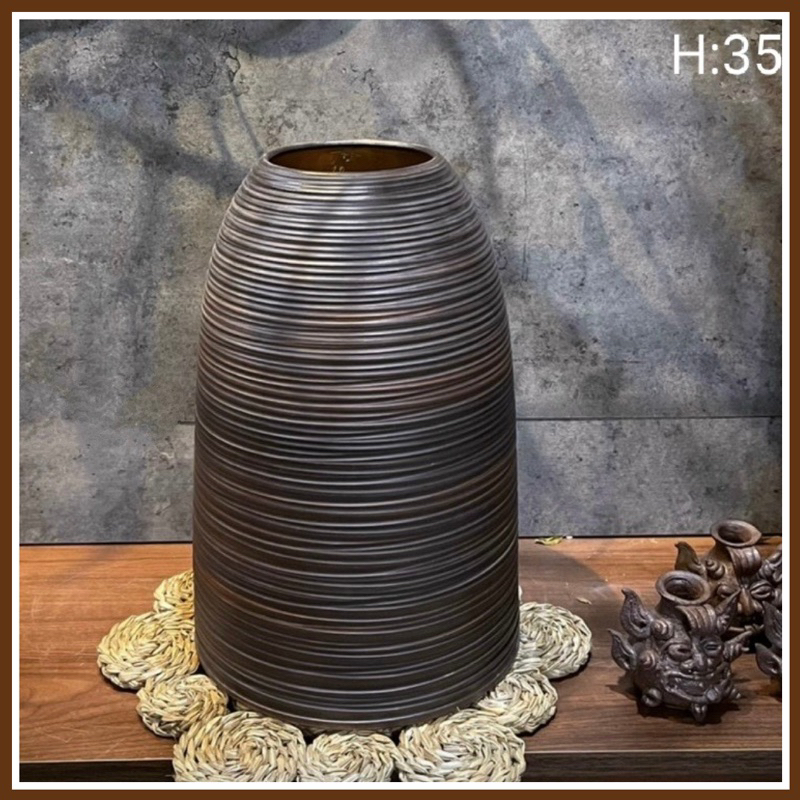 Bình hoa dáng chuông ganh gốm Bát Tràng cao 35cm (nâu)