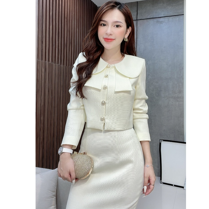 Set Vest Công Sở Áo Phối Cổ Sen Chân Váy Bút Chì Thanh Lịch Sang Trọng Liin Clothing - SVD073SPI-F23