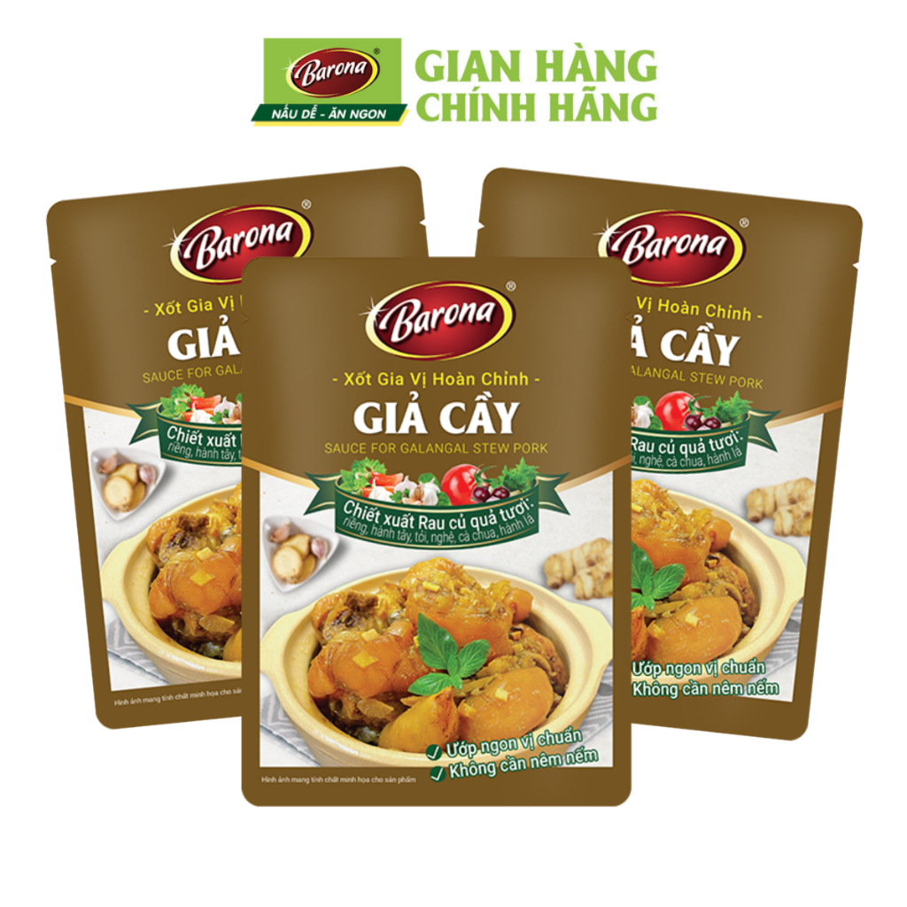 Combo 3 gói Gia vị Giả Cầy Barona 80g ướp ngon chuẩn vị không cần nêm nếm