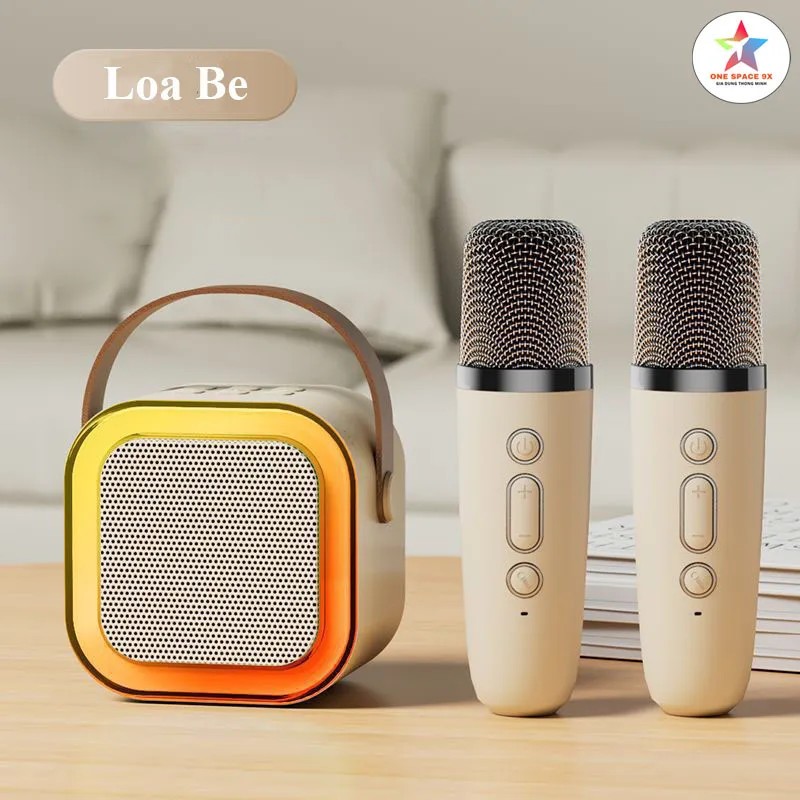 Loa Mini bluetooth mic karaoke KINYO có đèn led 8 màu, Loa Karaoke Mini K12 Loa Bluetooth Gia Đình