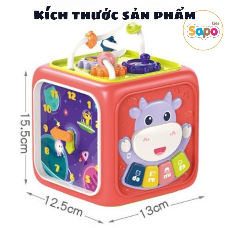 Hộp âm nhạc đa năng cho bé có 6 mặt đàn, nhạc, thả hình được tặng kèm pin + tô vít