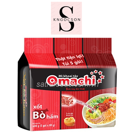 Combo 5 gói Mì Omachi bò, tôm, sườn, xào Spagheti