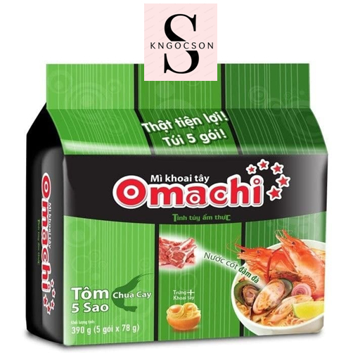 Combo 5 gói Mì Omachi bò, tôm, sườn, xào Spagheti