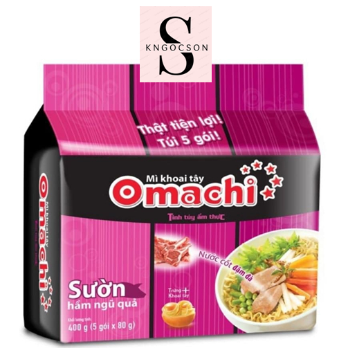 Combo 5 gói Mì Omachi bò, tôm, sườn, xào Spagheti