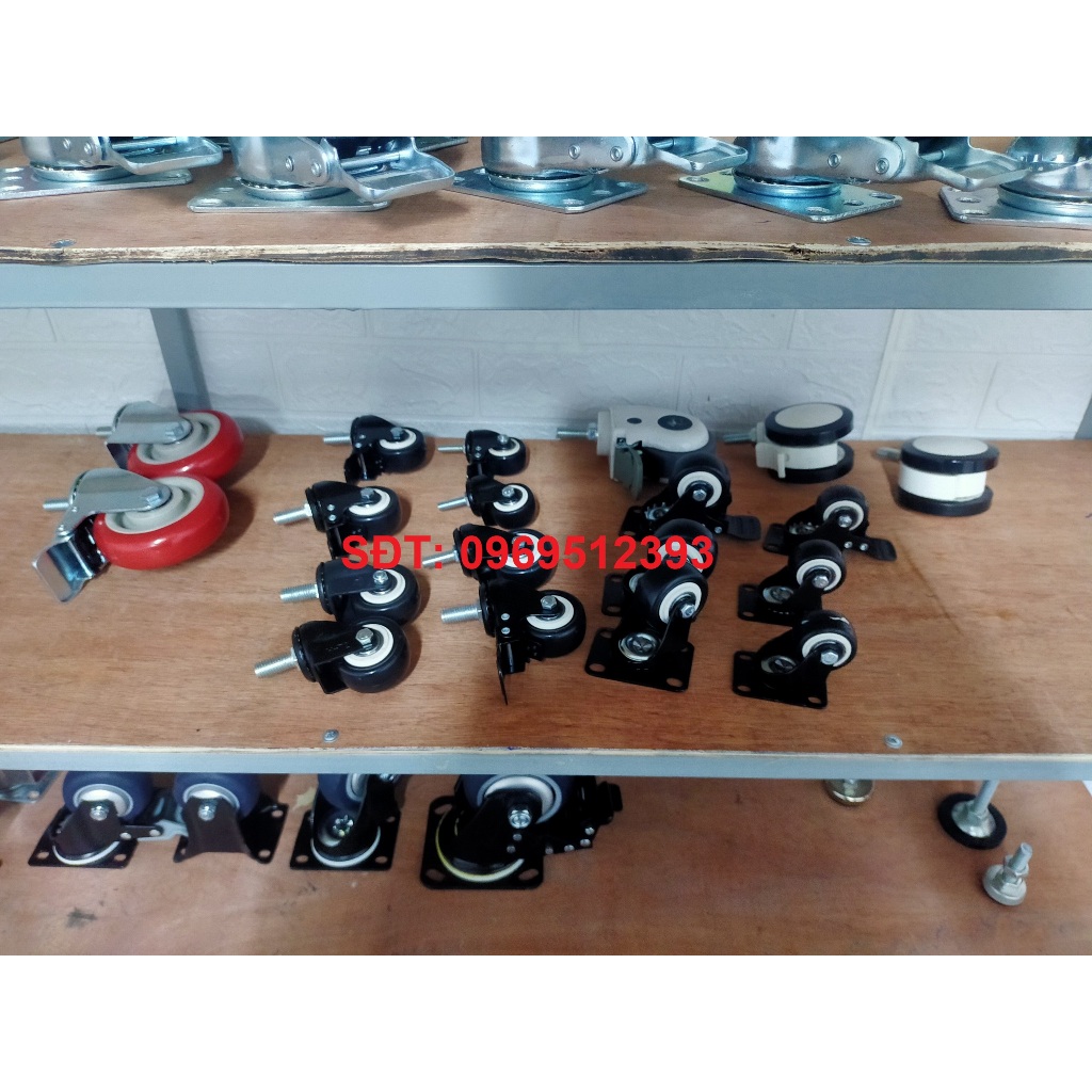 Bánh xe PVC mặt bích màu đỏ mận D75mm, D100mm, D125mm