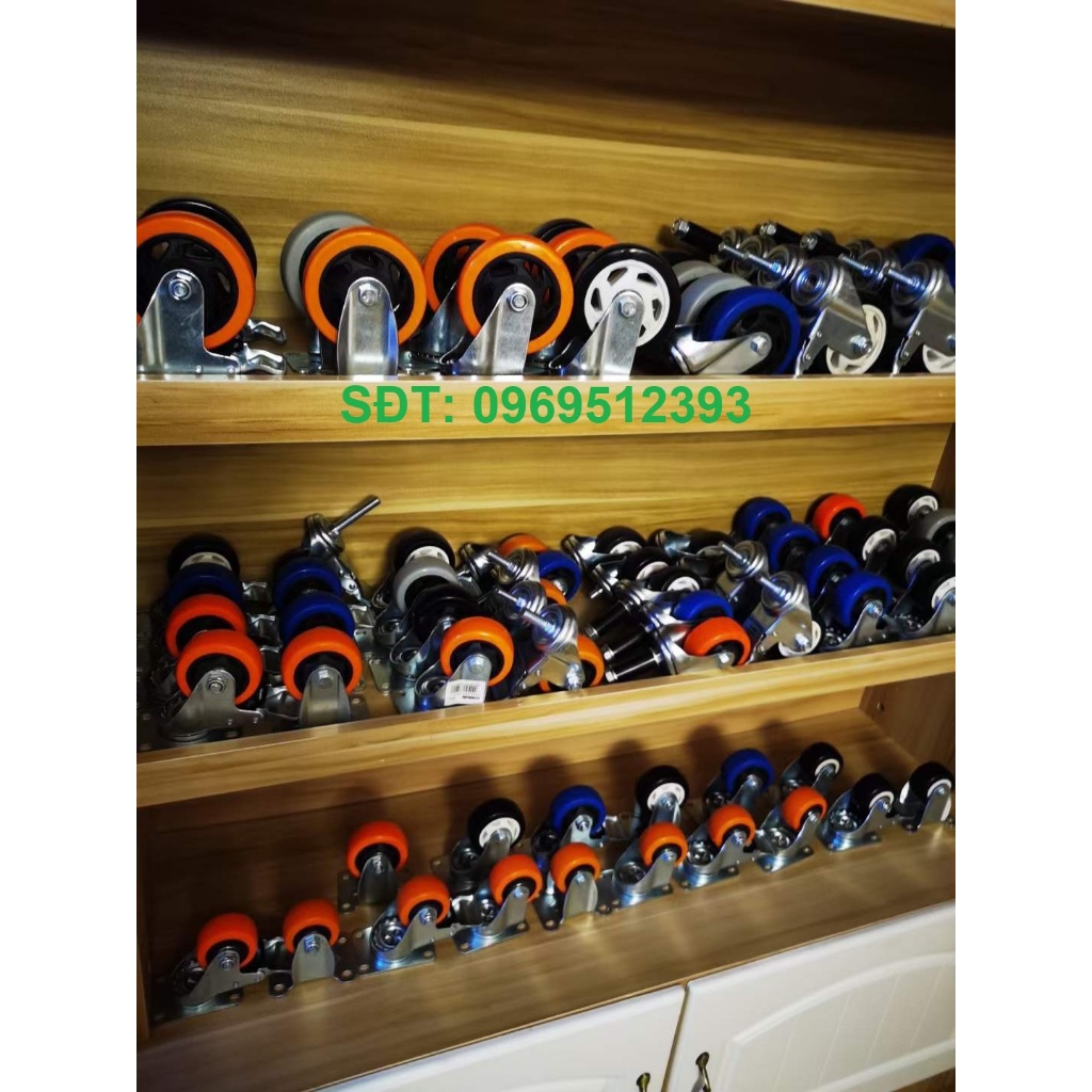 Bánh xe PVC mặt bích màu đỏ mận D75mm, D100mm, D125mm