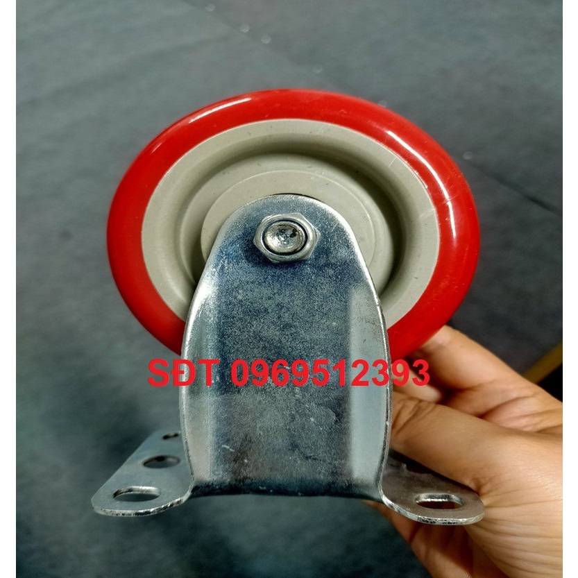 Bánh xe PVC mặt bích màu đỏ mận D75mm, D100mm, D125mm