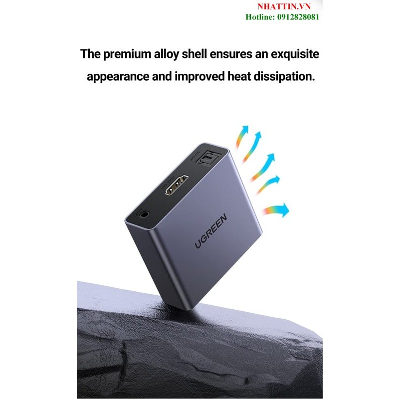 Bộ chuyển đổi tách âm thanh HDMI ra HDMI kèm Audio 3.5mm và Optical  Ugreen 60649 cao cấp