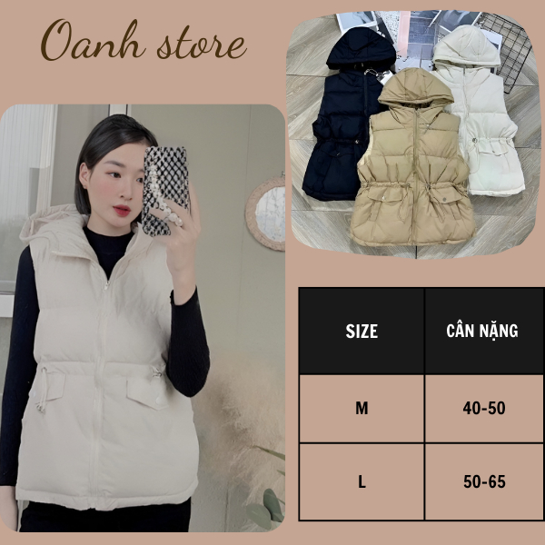 Áo phao gile có mũ rút eo tôn dáng - Áo phao gile phong cách hàn quốc 10.