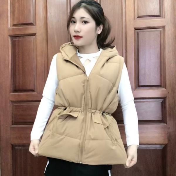 Áo phao gile có mũ rút eo tôn dáng - Áo phao gile phong cách hàn quốc 10.
