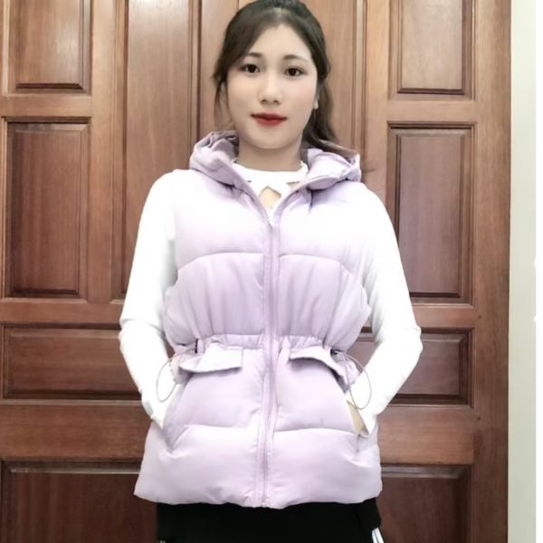 Áo phao gile có mũ rút eo tôn dáng - Áo phao gile phong cách hàn quốc 10.