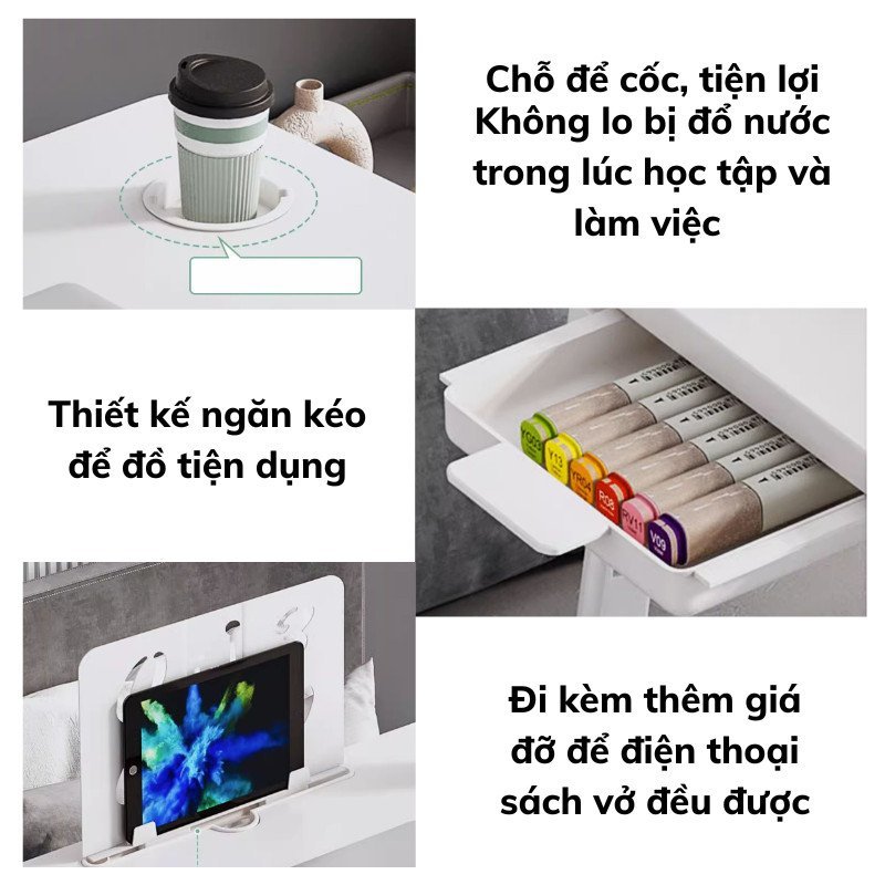 Bàn Học Nami Thiết Kế Tích Hợp Thông Minh Có Giá Đỡ Điện Thoại Và Ngăn Kéo