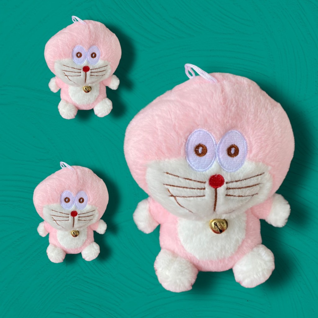 Gấu Bông Nhí Doremon Màu Hồng Phấn Lông Xù Mềm Mịn