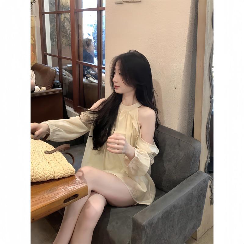 Sét Bộ Von Babydoll Hở Vai Kèm Quần Chất Von Mềm