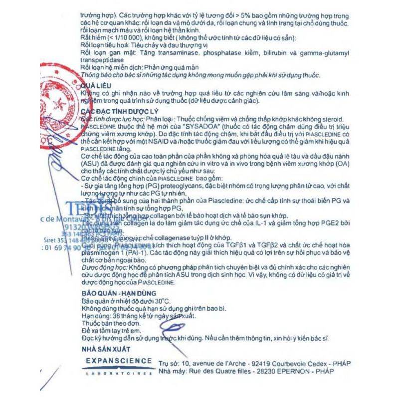 Piascledine 300 hỗ trợ bệnh xương khớp, giảm thoái hoá, viêm xương khớp ,hàng Pháp ngày dùng 1 viên