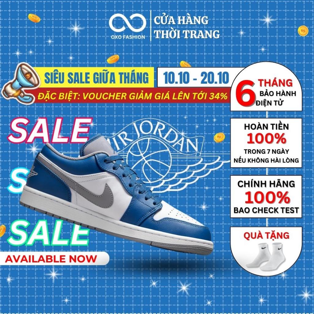 Giày Nike Air Jordan 1 Low True Blue Cement 553558-412 chính hãng dành cho nam nam nữ, Jordan 1 real FullBox Oxo Fashion
