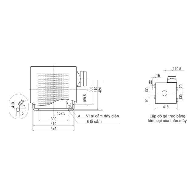 Quạt hút âm trần có ống Mitsubishi VD-23ZP4T3