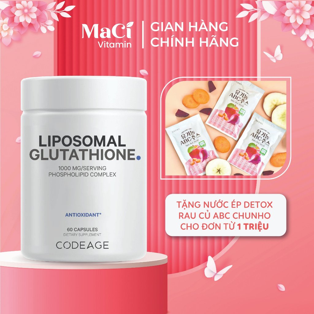 Liposomal Glutathione Codeage Chống oxy hóa Giúp trắng sáng da Thải độc