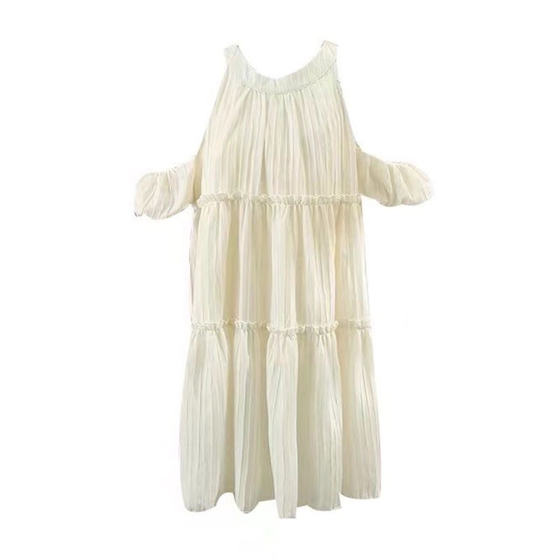 Váy Khoét Vai Babydoll Cổ Yếm Nơ Sau chất đũi nhăn tạo sự dễ thương và quyến rũ dạo chơi,hoặc hẹn hò | BigBuy360 - bigbuy360.vn