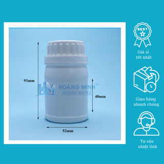 Chai Nhựa HDPE Trắng Nắp Vặn Bảo Hiểm 100ml Loại dày