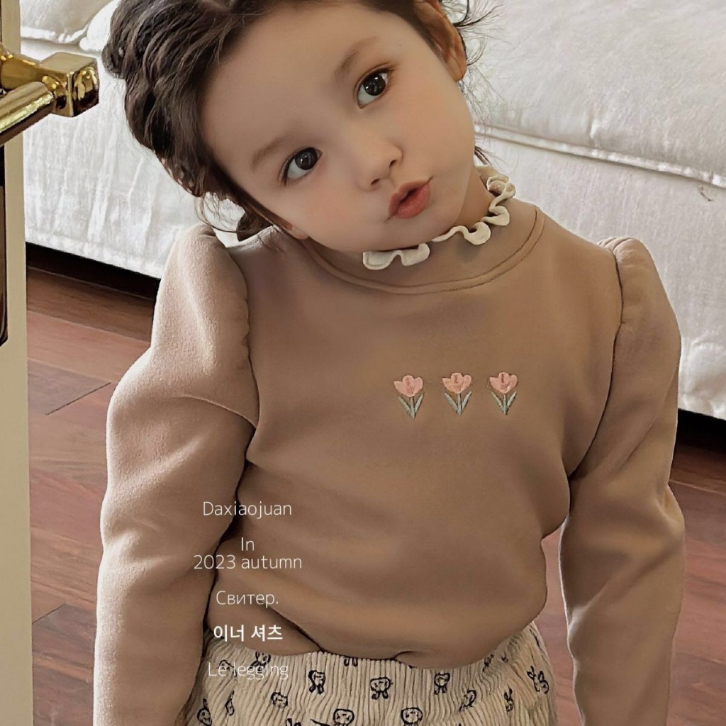 D9144-ÁO NỈ HOA BÉ GÁI