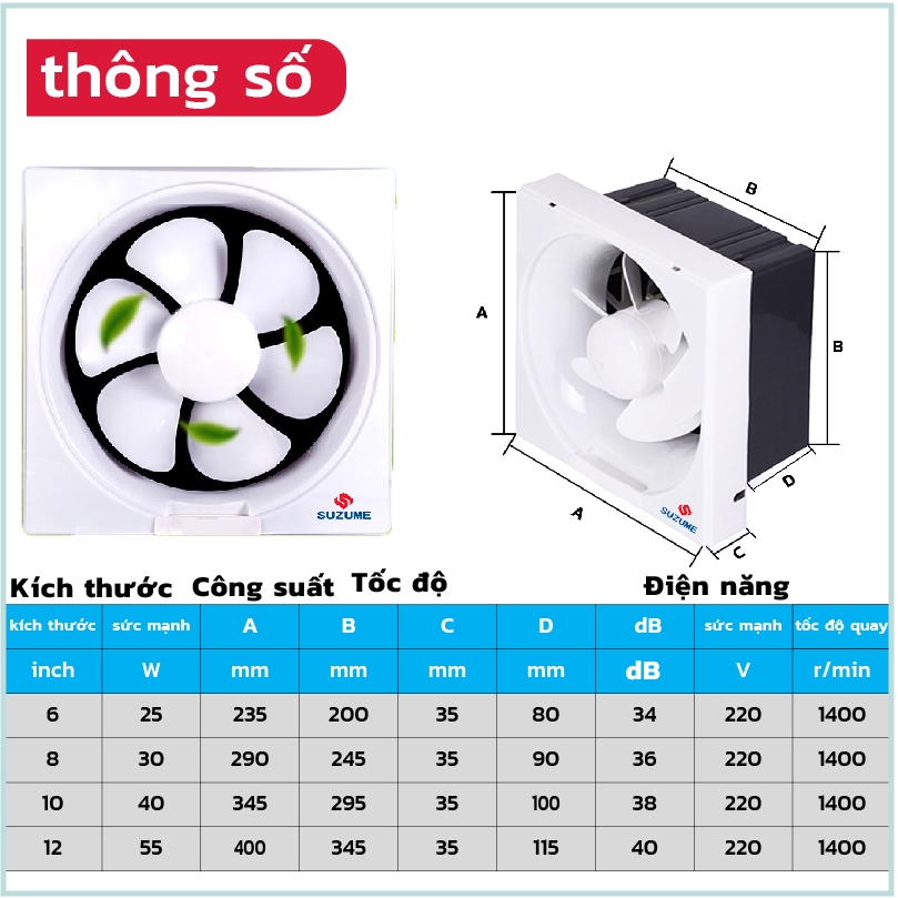 Quạt Hút - Nhà Máy - Nhà Hàng Quạt Thông Gió Hút Cao  Quạt hút âm tường Máy hút mùi nhà bếp và phòng tắm Quạt hút Quạt h