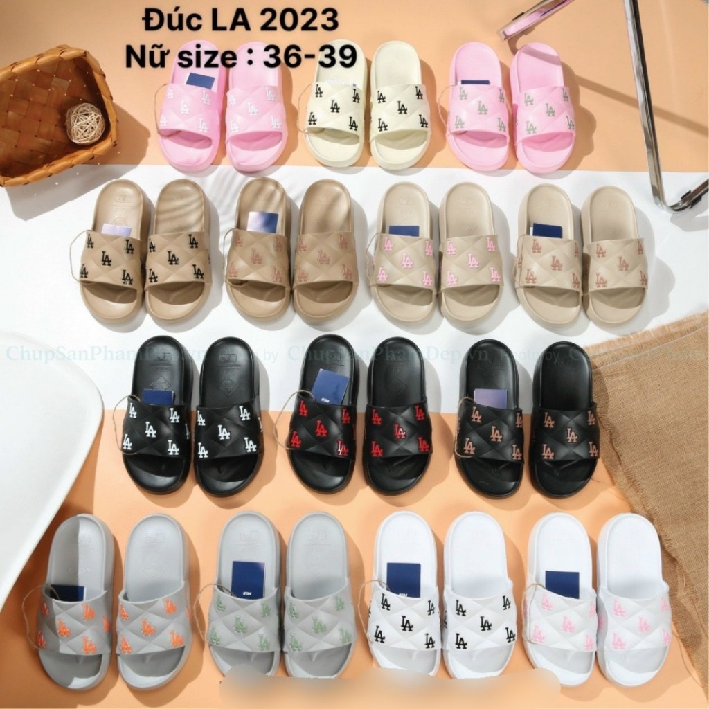 Dép đúc quai ngang LA MLB sơn logo cao cấp Hàng Chuẩn 1:1 chất liệu cao cấp siêu phẩm FULL BOX