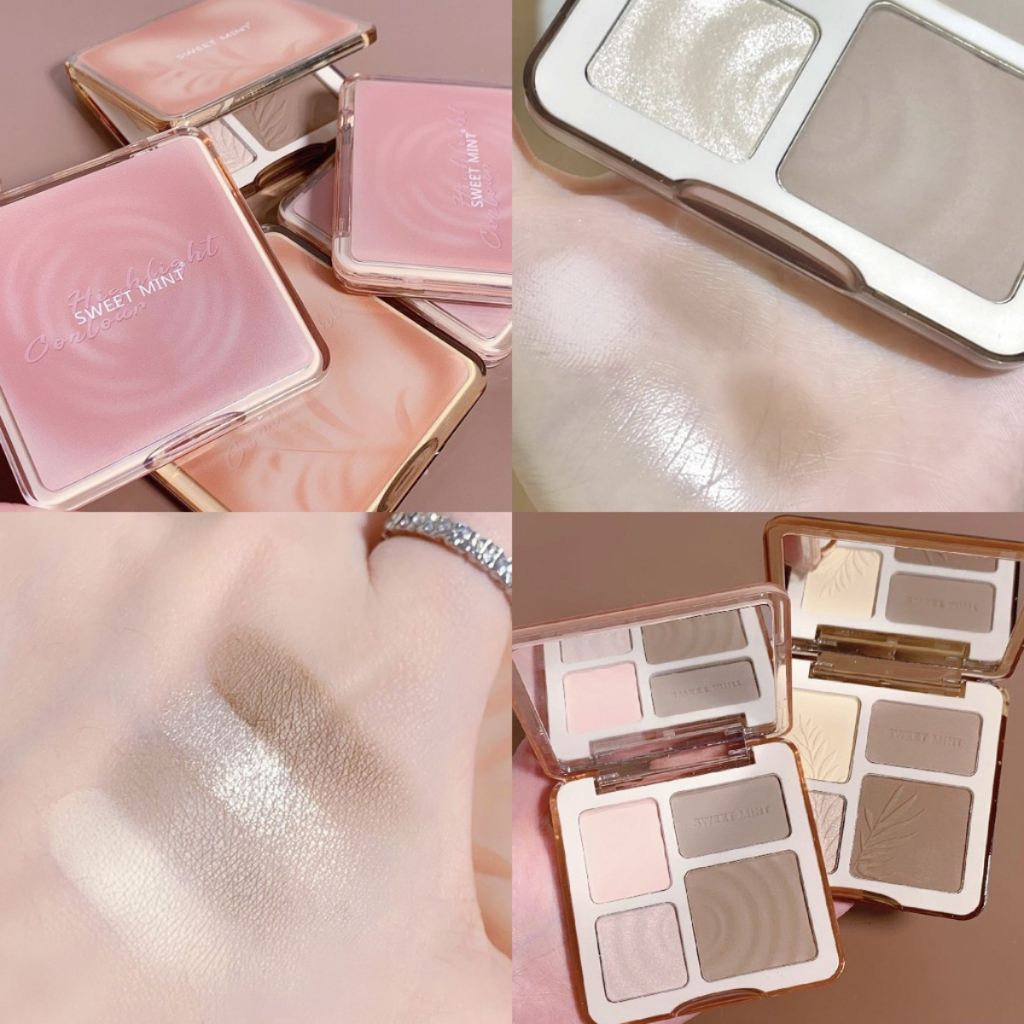Phấn tạo khối bắt sáng highlight Sweet Mint 4 ô chất phấn mịn, tự nhiên dễ tán lâu trôi SM101