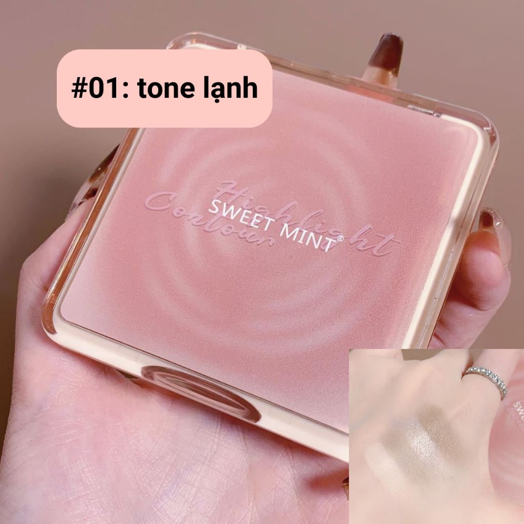 Phấn tạo khối bắt sáng highlight Sweet Mint 4 ô chất phấn mịn, tự nhiên dễ tán lâu trôi SM101