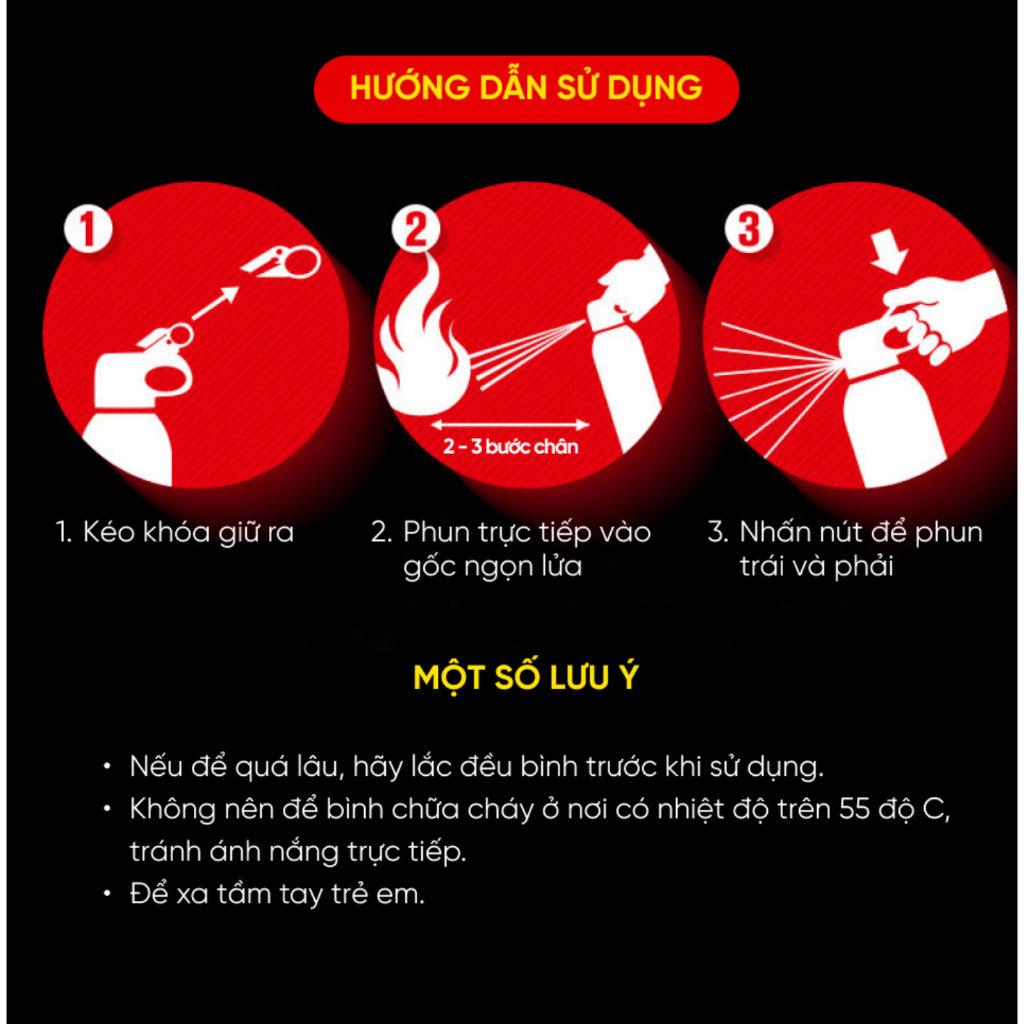 Bình Cứu Hỏa Mini Cho Ô Tô Fire Extinguisher 600gram, Bình Cứu Hoả Phòng Hộ, Dễ Sử Dụng