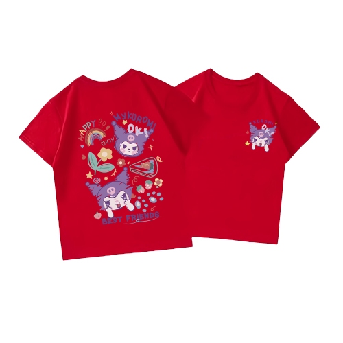 Áo thun bé gái UTO áo ngắn tay chất cotton mềm mịn thoáng mát in hoạt hình kuromi mẫu mới 2-12 tuổi T0056