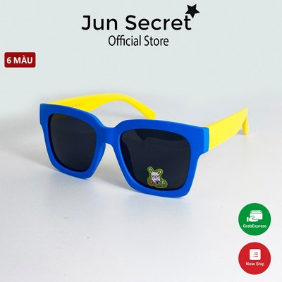(Tặng kèm kính) Kính mát trẻ em  Jun Secret gọng nhựa dẻo, tròng chống tia UV dành cho bé từ 3-12 tuổi JS1656ĐEN
