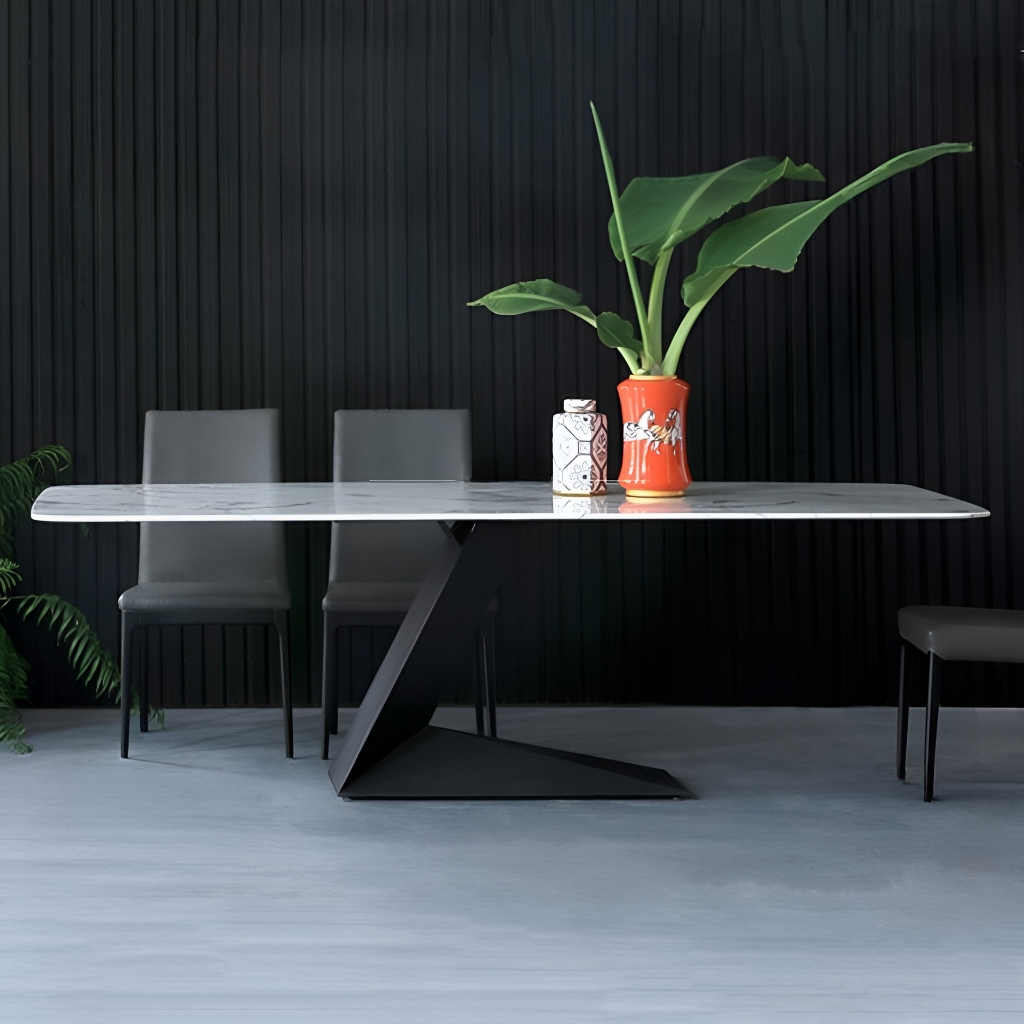 Bàn ăn mặt đá chân chữ L nhập khẩu