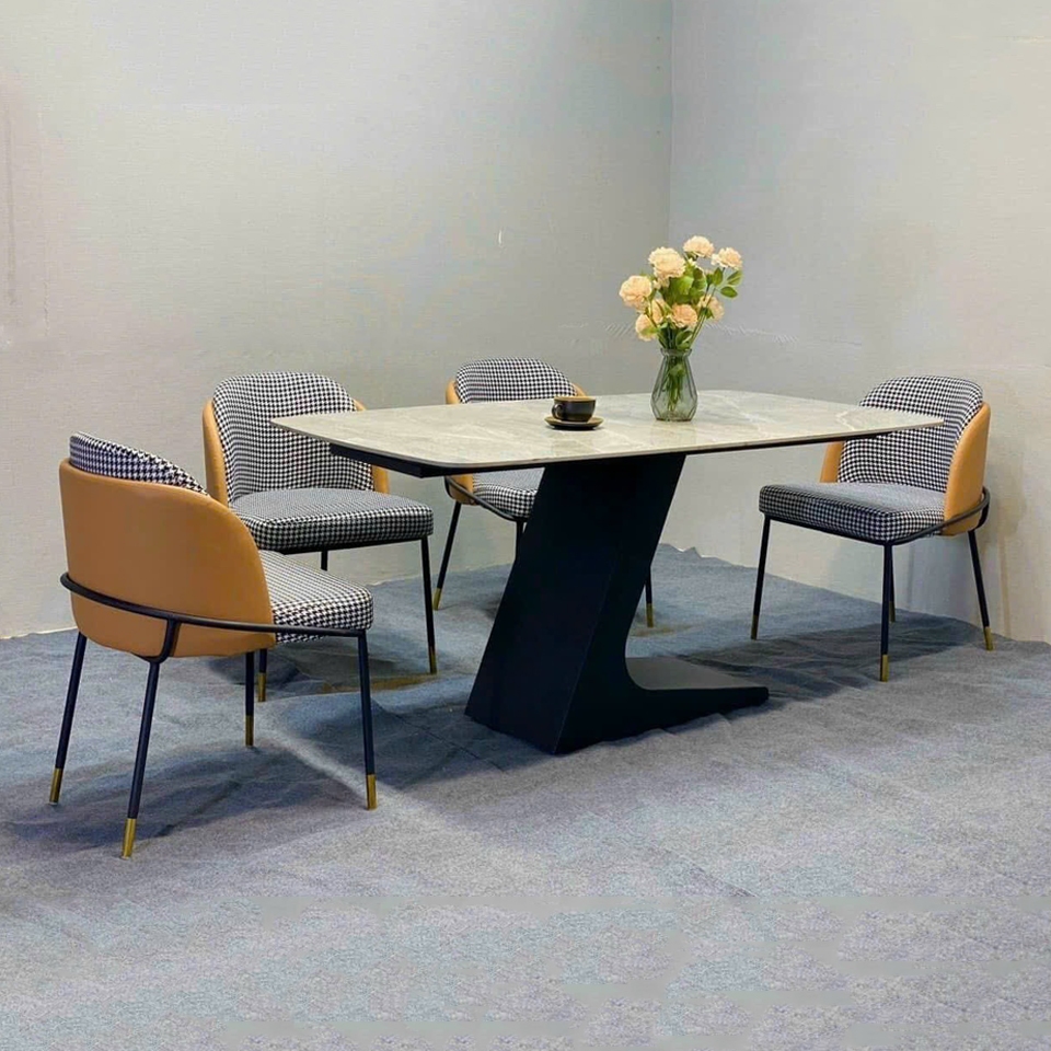 Bàn ăn mặt đá chân chữ L nhập khẩu