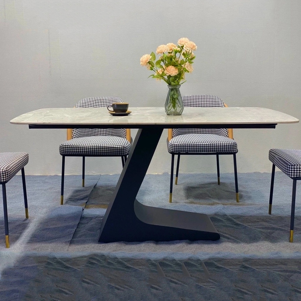 Bàn ăn mặt đá chân chữ L nhập khẩu