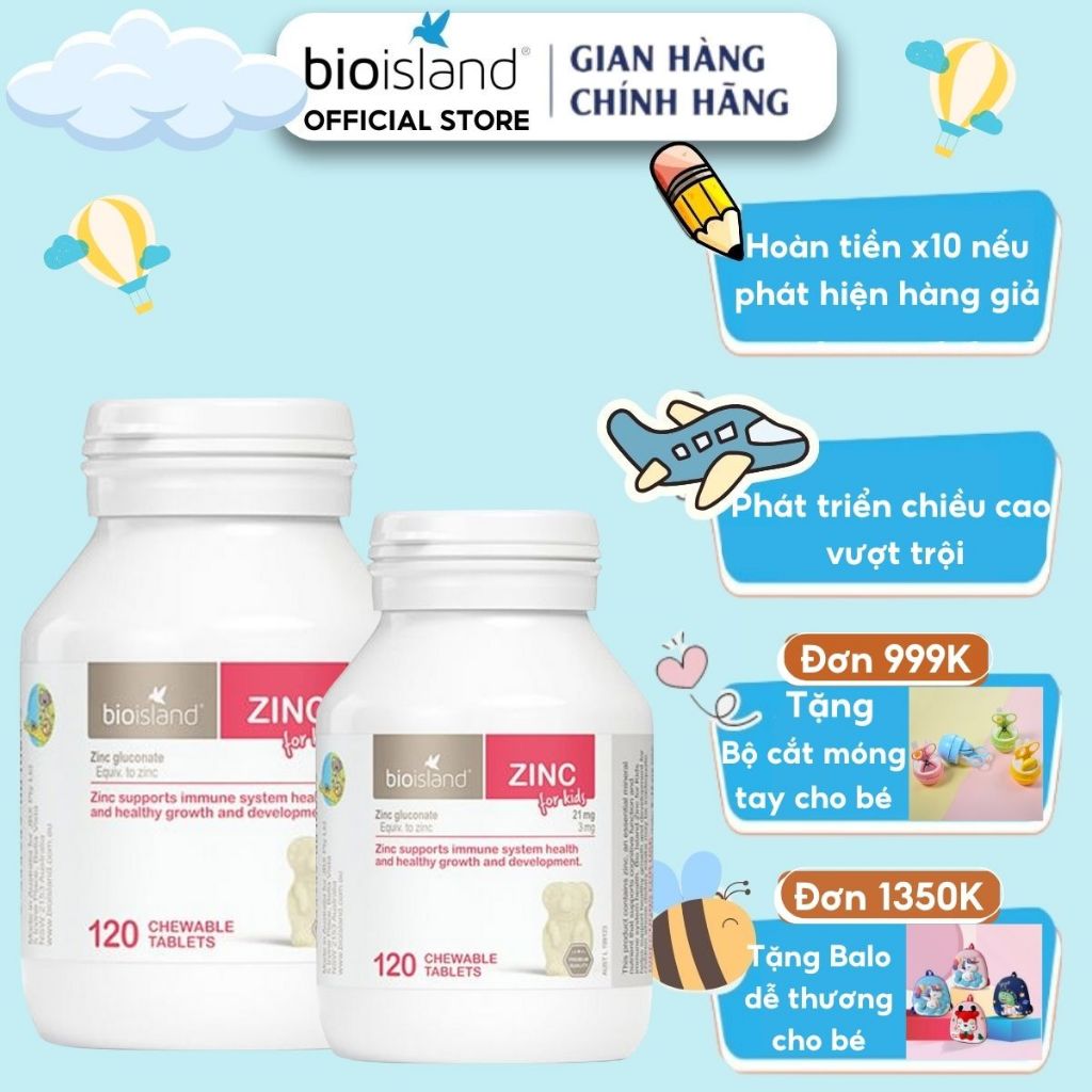 Viên uống bổ sung kẽm Bioisland Zinc giúp bé ăn ngon miệng 120 viên của Úc