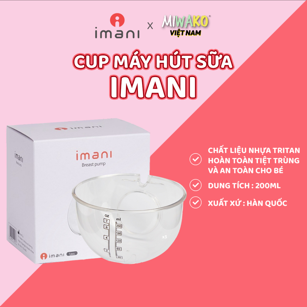 Cup máy hút sữa Imani phụ kiện thay thế cho cốc hút sữa rảnh tay chất liệu nhựa tritan an toàn cho bé