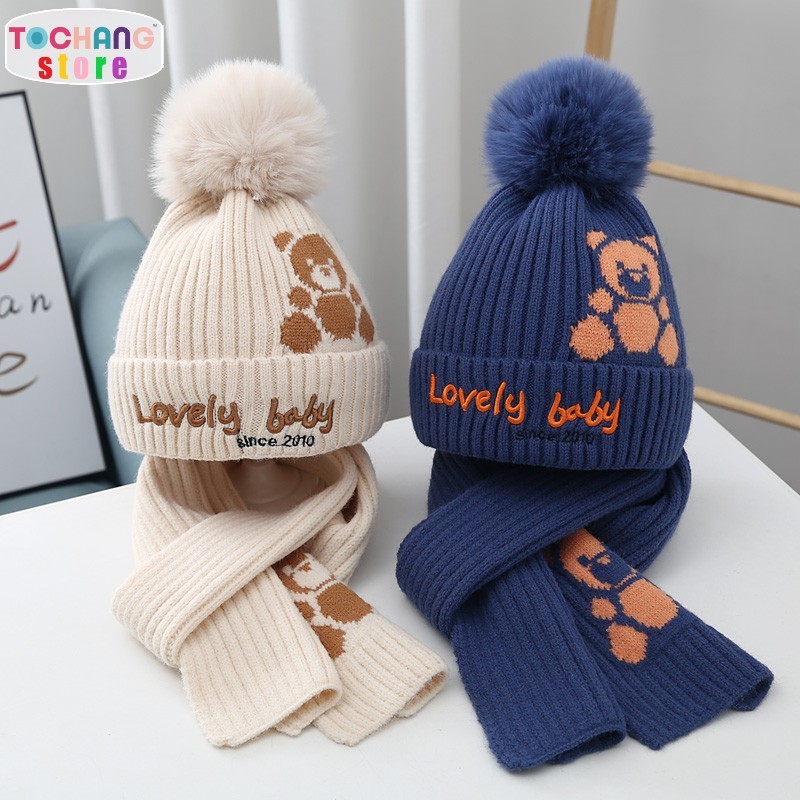 Combo Khăn Len Quàng Cổ Và Mũ Len Cho Bé Trai Và Bé Gái Phong Cách Hàn Quốc, Cho Bé Từ 1 Đến 6 Tuổi ( Khăn + Mũ)