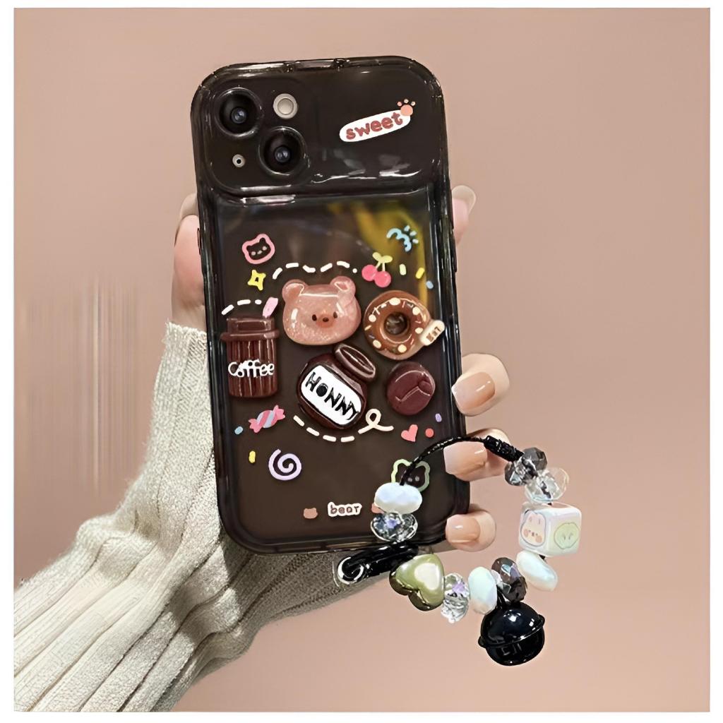 Ốp lưng iphone lật gương gắn charm caffe nổi Xs, XsMax, IP11, 11ProMax,12ProMax, IP13, 13Promax, 14ProMax,15ProMax