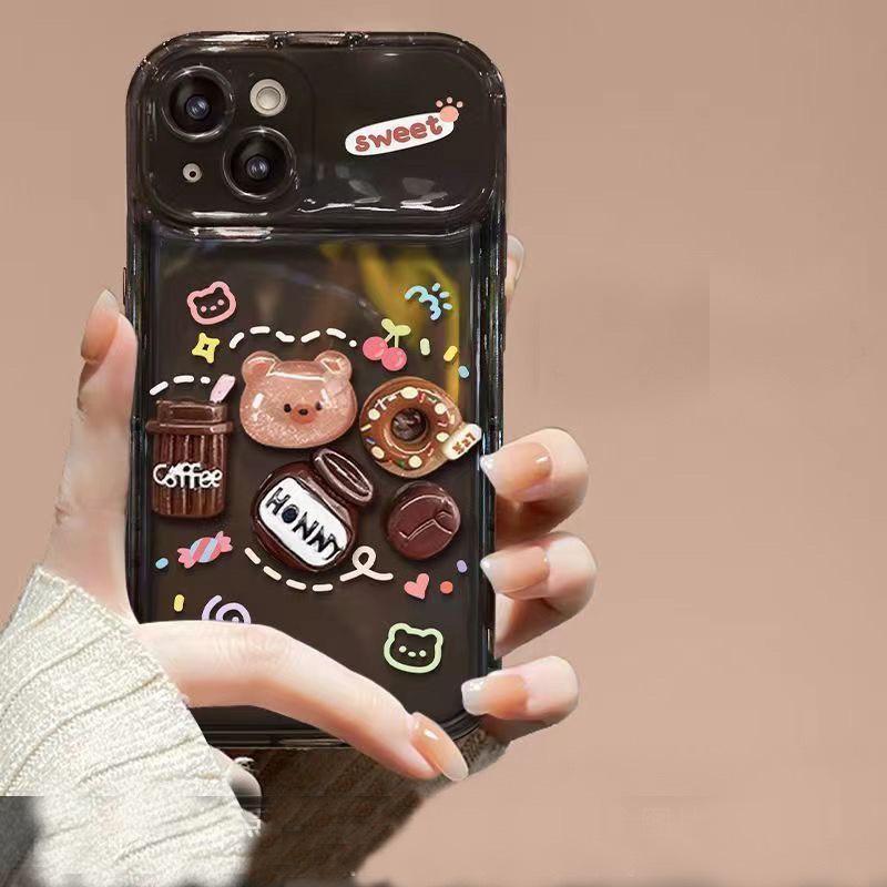 Ốp lưng iphone lật gương gắn charm caffe nổi Xs, XsMax, IP11, 11ProMax,12ProMax, IP13, 13Promax, 14ProMax,15ProMax