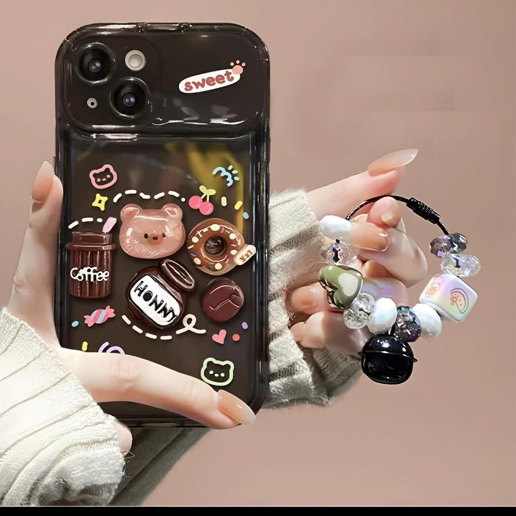 Ốp lưng iphone lật gương gắn charm caffe nổi Xs, XsMax, IP11, 11ProMax,12ProMax, IP13, 13Promax, 14ProMax,15ProMax