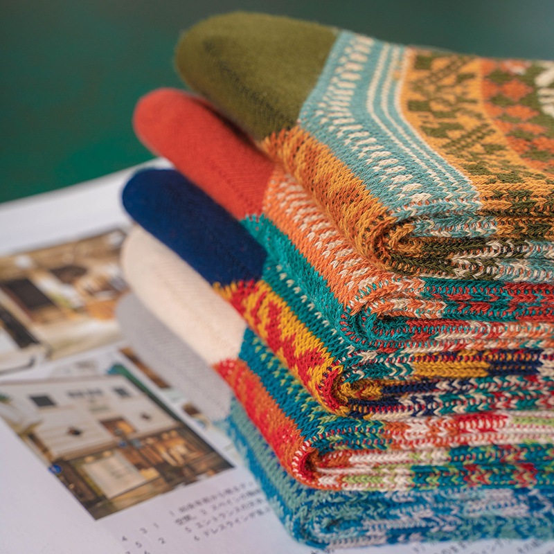 Tất vớ nữ cổ cao thổ cẩm vintage