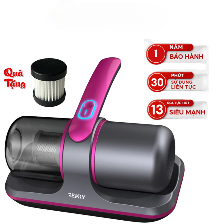 Máy hút bụi giường nệm diệt khuẩn UV REKKY không dây cầm tay thế hệ mới TẶNG KÈM LÕI LỌC VÀ SẠC PIN - Bảo Hành 12 Tháng