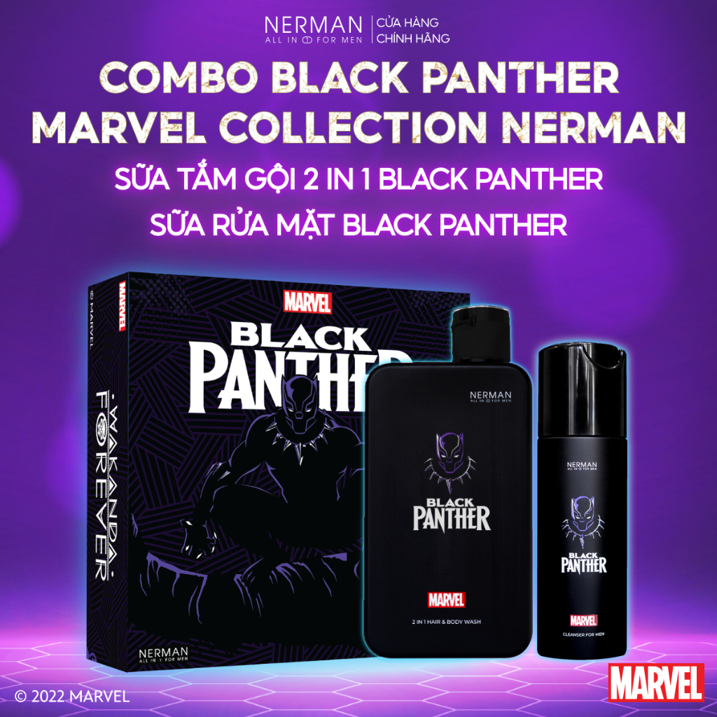 Sữa rửa mặt Black Panther Marvel Collection Nerman dưỡng ẩm cho nam hương nước hoa cao cấp  100g