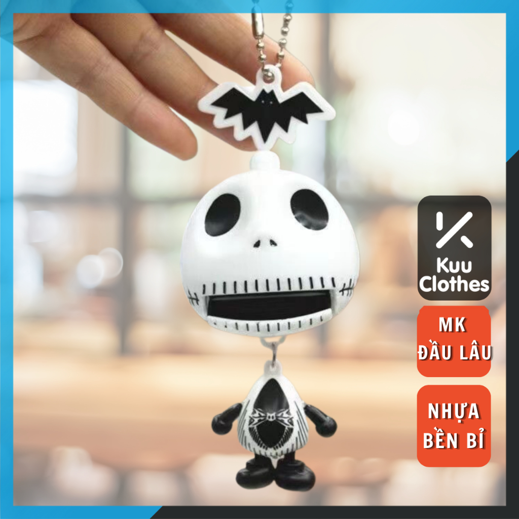 Móc khóa hình bộ xương đầu lâu ngộ nghĩnh vô tri KuuClothes kéo đầu cá tính cho Halloweeen - Móc Khóa Skull