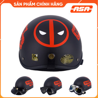 Mũ Bảo Hiểm Teem Spider Man, Nón Bảo Hiểm Đi Phượt Nửa Đầu Kèm lưỡi trai - ASA HELMETS